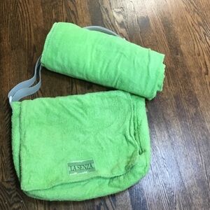 La SENZA Bright Lime Green Terry Cloth Beach Bag & Matching XL Towel Set